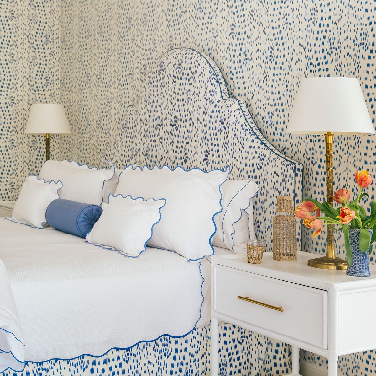 Modern luxury wallpapered bedroom